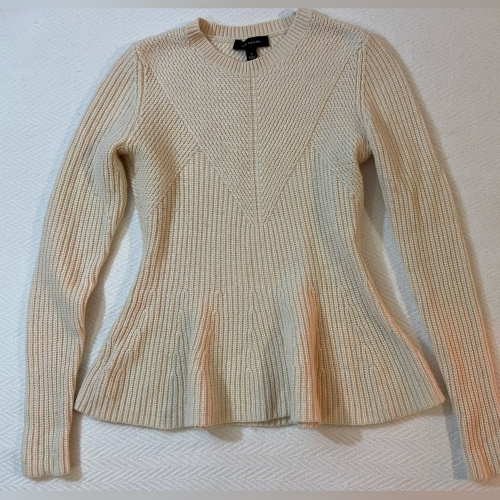 Ann Taylor Cream Skirted Sweater